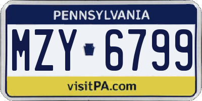 PA license plate MZY6799