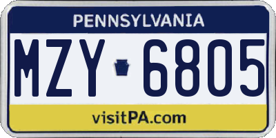 PA license plate MZY6805