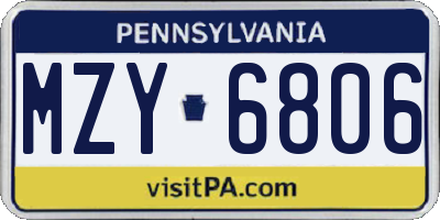PA license plate MZY6806