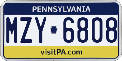 PA license plate MZY6808