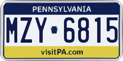 PA license plate MZY6815