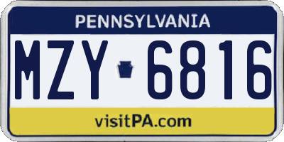 PA license plate MZY6816