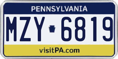PA license plate MZY6819