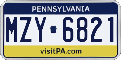 PA license plate MZY6821