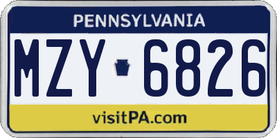 PA license plate MZY6826
