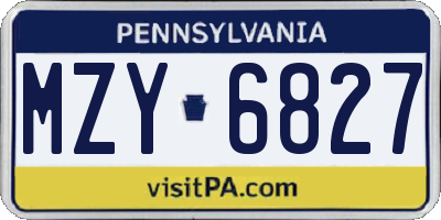 PA license plate MZY6827