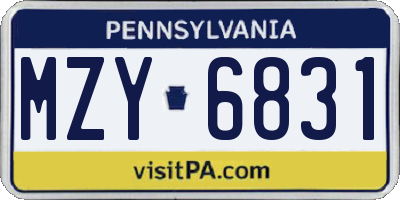 PA license plate MZY6831