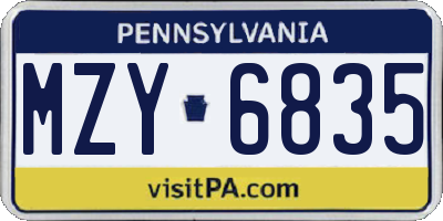 PA license plate MZY6835
