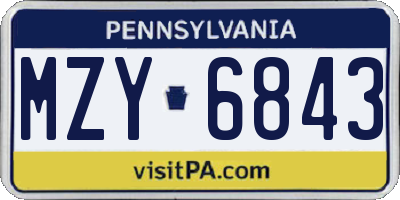 PA license plate MZY6843