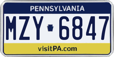 PA license plate MZY6847