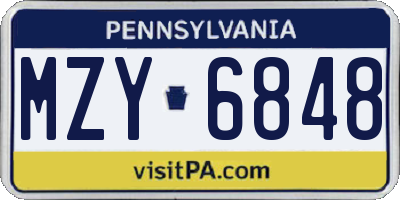 PA license plate MZY6848