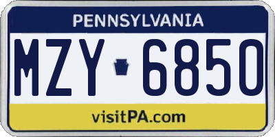 PA license plate MZY6850