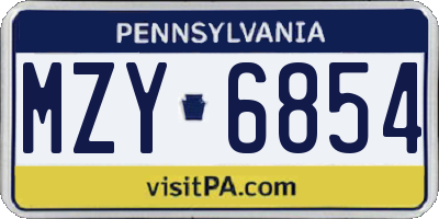 PA license plate MZY6854