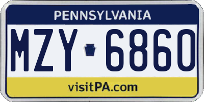 PA license plate MZY6860