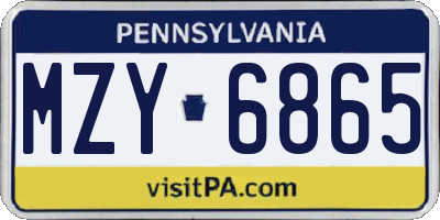 PA license plate MZY6865