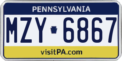 PA license plate MZY6867