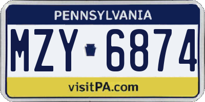 PA license plate MZY6874