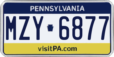 PA license plate MZY6877