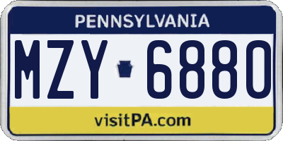 PA license plate MZY6880