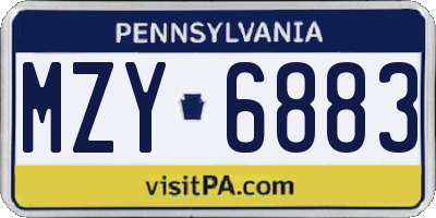 PA license plate MZY6883