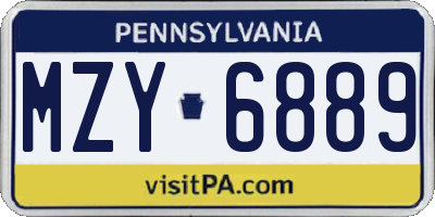 PA license plate MZY6889