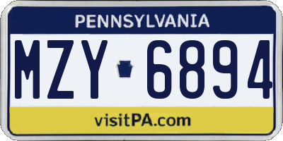 PA license plate MZY6894