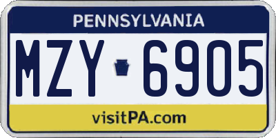 PA license plate MZY6905