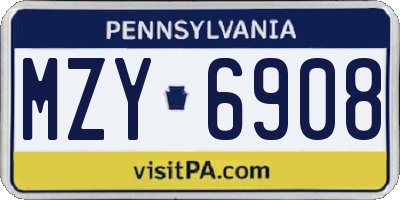 PA license plate MZY6908