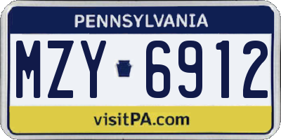 PA license plate MZY6912
