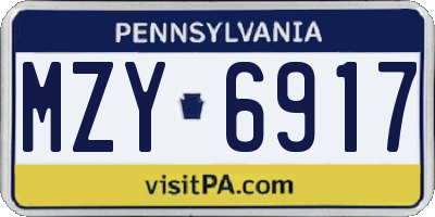 PA license plate MZY6917