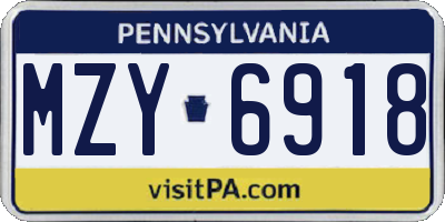 PA license plate MZY6918