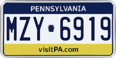 PA license plate MZY6919