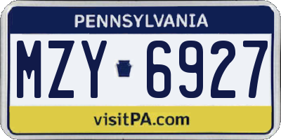 PA license plate MZY6927