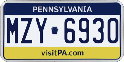 PA license plate MZY6930
