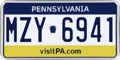PA license plate MZY6941