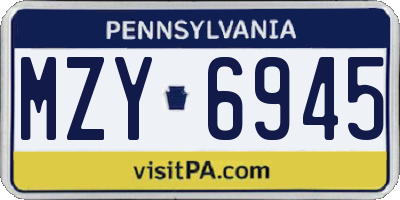 PA license plate MZY6945