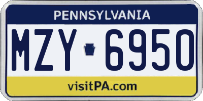 PA license plate MZY6950