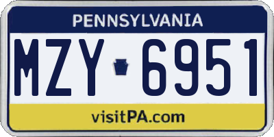 PA license plate MZY6951