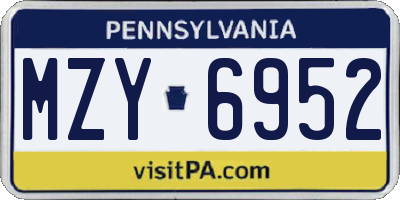 PA license plate MZY6952