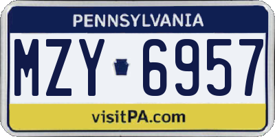 PA license plate MZY6957