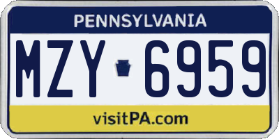 PA license plate MZY6959