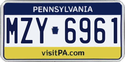 PA license plate MZY6961