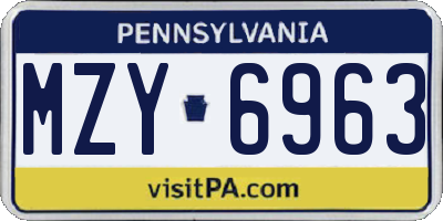 PA license plate MZY6963