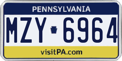 PA license plate MZY6964