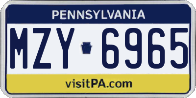 PA license plate MZY6965