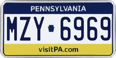 PA license plate MZY6969
