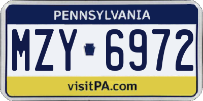 PA license plate MZY6972