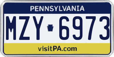 PA license plate MZY6973