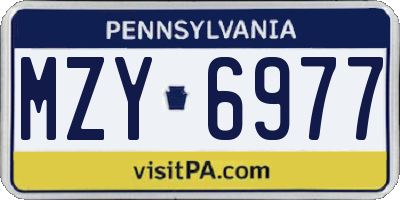 PA license plate MZY6977