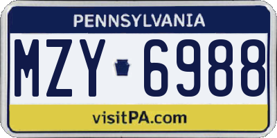 PA license plate MZY6988
